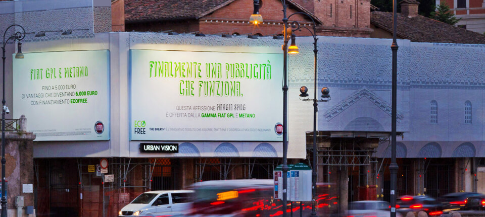 Un esempio di installazione OOH green realizzata da Urban Vision, che ha adottato, a livello internazionale, una policy di riduzione dell’impatto ambientale delle sue realizzazioni.