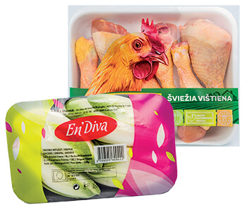 La pellicola in PVC usata per gli alimenti può essere stampata con inchiostri appositi, come in questo esempio di Gruppo Fabbri.