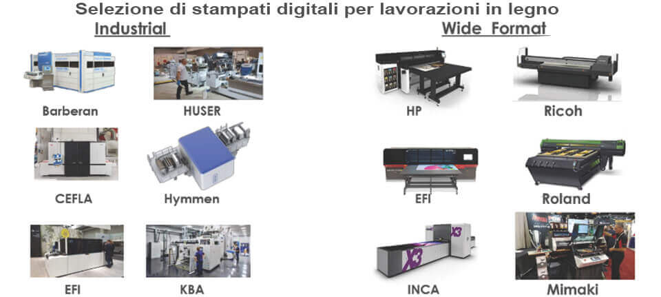 Selezione di stampanti digitali per lavorazioni in legno